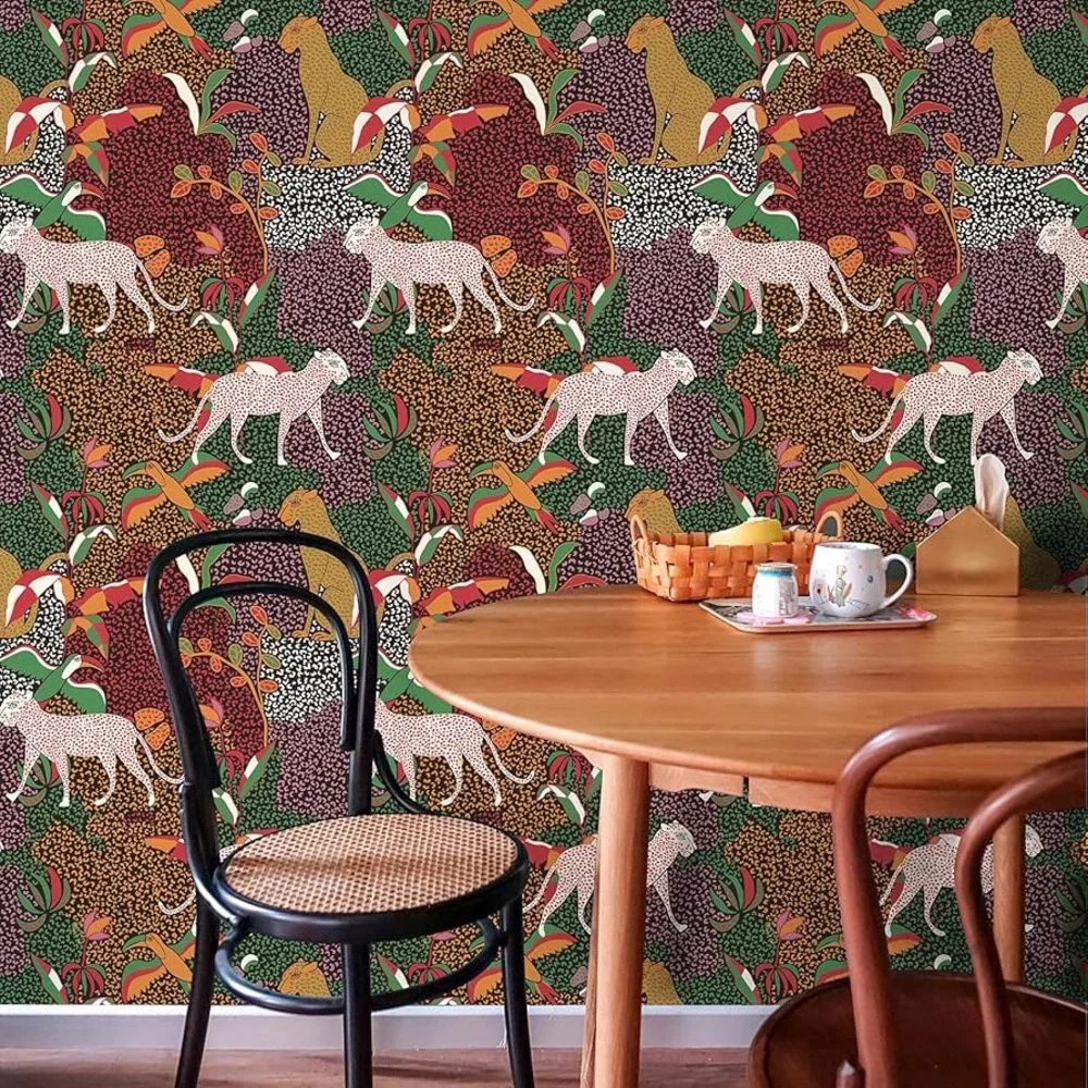 🆕 Colorful Leopard Animal Print Peel-N-Sticky Wallpaper Roll